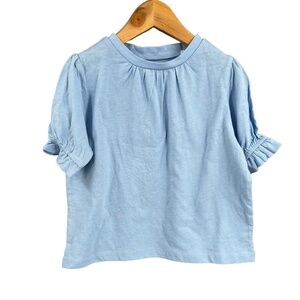 Kidpik Top Light Blue Gathered Sleeves Round Neck XXS 4 New